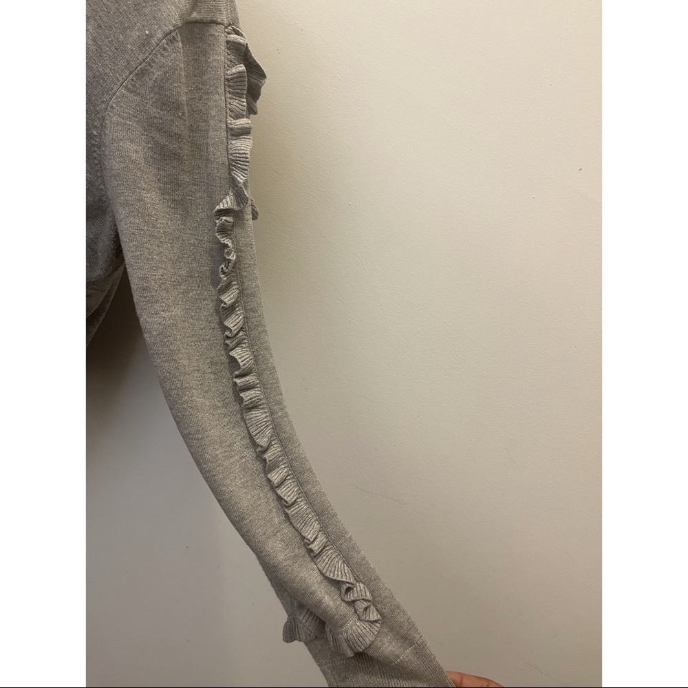 Calvin Klein Ruffled Sweater Color: Heather Grey - Picture 4 of 8